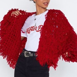 Nasty Gal Red Fringe Jacket